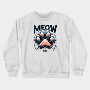 Colorful Cute Cat Paw With Meow Crewneck Sweatshirt